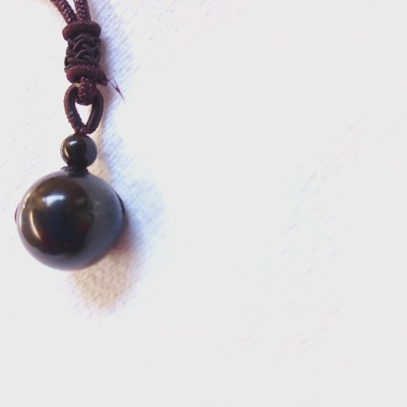 Unisex Beautiful Golden sheen Obsidian string pendant - Picture 7 of 11